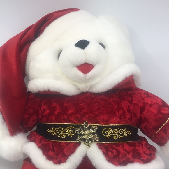Christmas Plush Snowflake Teddy 2002 Stuffed Animal White Bear - Picture 3 of 9